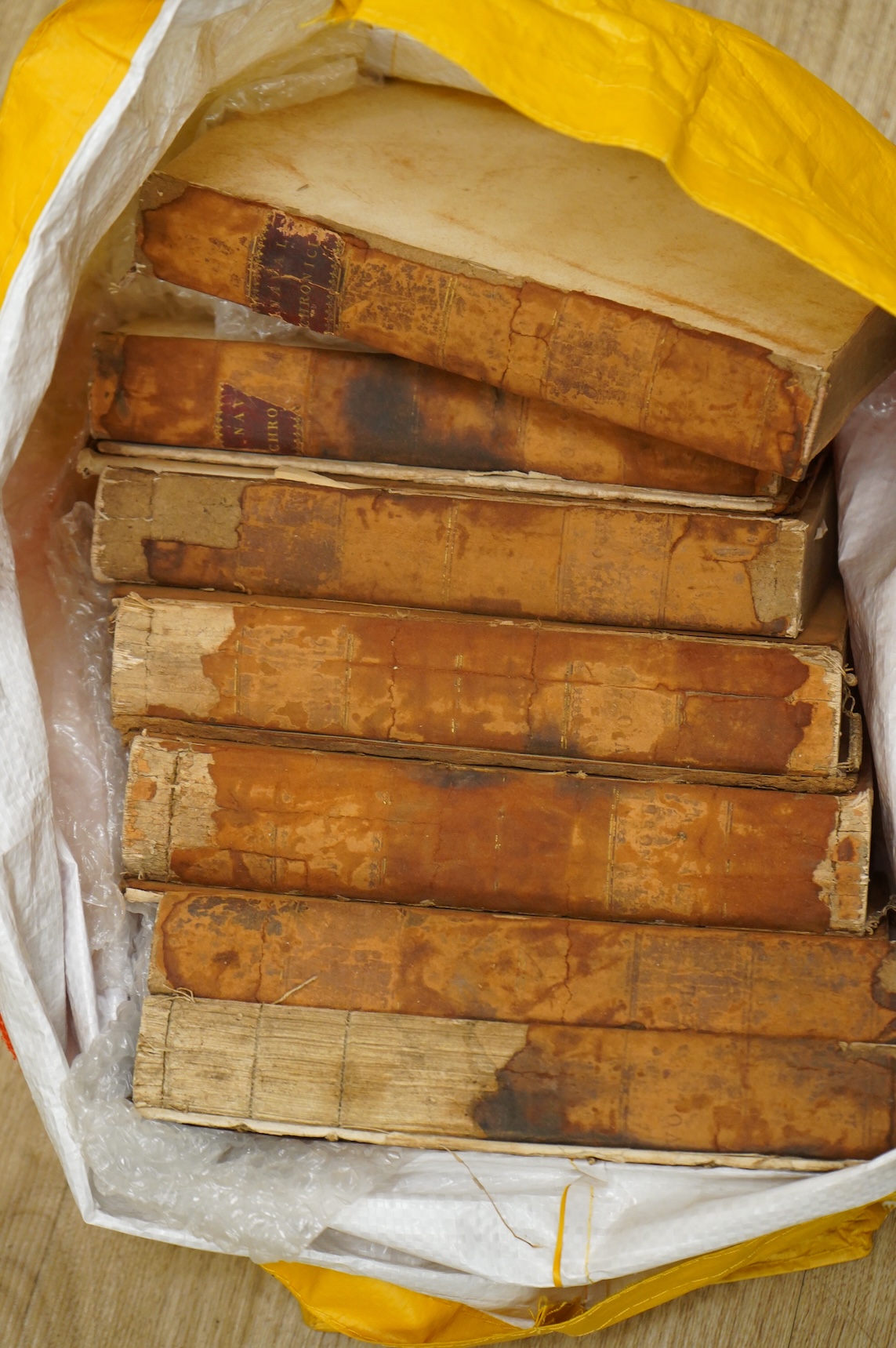 A set of seven volumes of the Royal naval Chronicle, 19th century